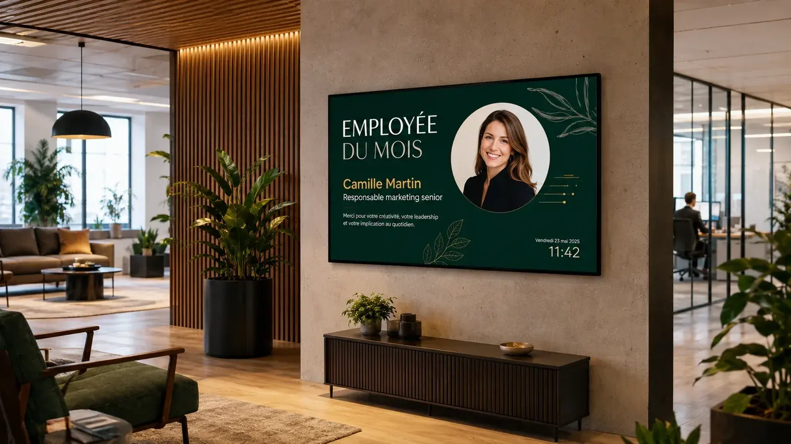 Écran de communication interne dans un bureau